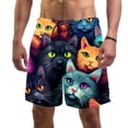 thumbnail image 1 of luoweisi Men's Beach Shorts Quick Dry Swim Trunks with Mesh Lining Cartoon Cat L, 1 of 5