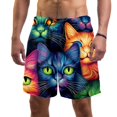 thumbnail image 1 of luoweisi Men's Beach Shorts Quick Dry Swim Trunks with Mesh Lining Cartoon Cat L, 1 of 5