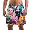 thumbnail image 1 of luoweisi Men's Beach Shorts Quick Dry Swim Trunks with Mesh Lining Cartoon Cat L, 1 of 5