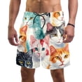 thumbnail image 1 of luoweisi Men's Beach Shorts Quick Dry Swim Trunks with Mesh Lining Cartoon Cat XL, 1 of 5