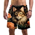 thumbnail image 1 of luoweisi Men's Beach Shorts Quick Dry Swim Trunks with Mesh Lining Cartoon Cat XL, 1 of 5