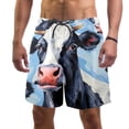 thumbnail image 1 of luoweisi Men's Beach Shorts Quick Dry Swim Trunks with Mesh Lining Cartoon Cow XL, 1 of 5