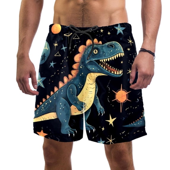 luoweisi Men's Beach Shorts Quick Dry Swim Trunks with Mesh Lining Cartoon Dinosaur 2XL