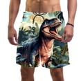 thumbnail image 1 of luoweisi Men's Beach Shorts Quick Dry Swim Trunks with Mesh Lining Cartoon Dinosaur L, 1 of 5