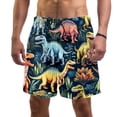 thumbnail image 1 of luoweisi Men's Beach Shorts Quick Dry Swim Trunks with Mesh Lining Cartoon Dinosaur S, 1 of 5