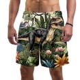 thumbnail image 1 of luoweisi Men's Beach Shorts Quick Dry Swim Trunks with Mesh Lining Cartoon Dinosaur XL, 1 of 5