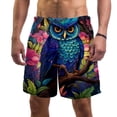 thumbnail image 1 of luoweisi Men's Beach Shorts Quick Dry Swim Trunks with Mesh Lining Cartoon Owl L, 1 of 5