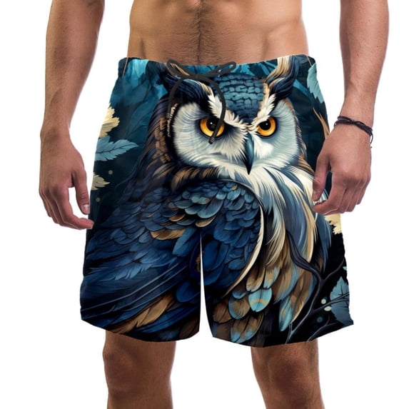 luoweisi Men's Beach Shorts Quick Dry Swim Trunks with Mesh Lining Cartoon Owl XL