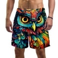 thumbnail image 1 of luoweisi Men's Beach Shorts Quick Dry Swim Trunks with Mesh Lining Cartoon Owl XL, 1 of 5