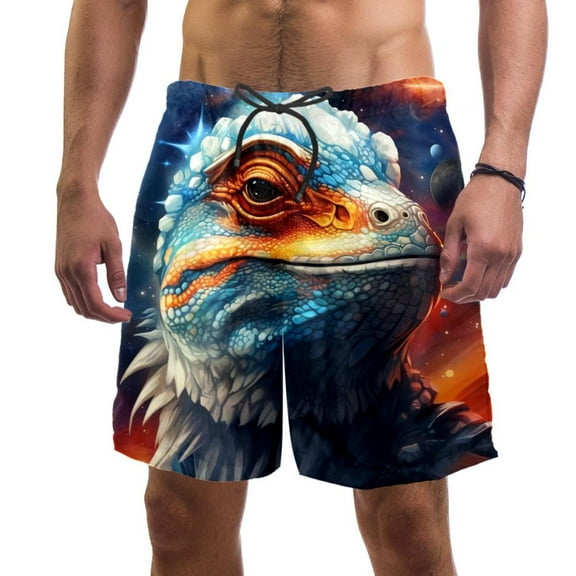 luoweisi Men's Beach Shorts Quick Dry Swim Trunks with Mesh Lining Chameleon XL