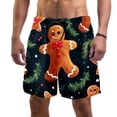 thumbnail image 1 of luoweisi Men's Beach Shorts Quick Dry Swim Trunks with Mesh Lining Christmas Gingerbread Man L, 1 of 5
