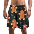 thumbnail image 1 of luoweisi Men's Beach Shorts Quick Dry Swim Trunks with Mesh Lining Christmas Gingerbread Man M, 1 of 5