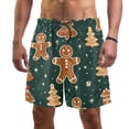thumbnail image 1 of luoweisi Men's Beach Shorts Quick Dry Swim Trunks with Mesh Lining Christmas Gingerbread Man M, 1 of 5