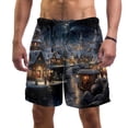 thumbnail image 1 of luoweisi Men's Beach Shorts Quick Dry Swim Trunks with Mesh Lining Christmas Night 2XL, 1 of 5