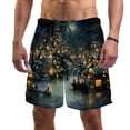 thumbnail image 1 of luoweisi Men's Beach Shorts Quick Dry Swim Trunks with Mesh Lining Christmas Night L, 1 of 5