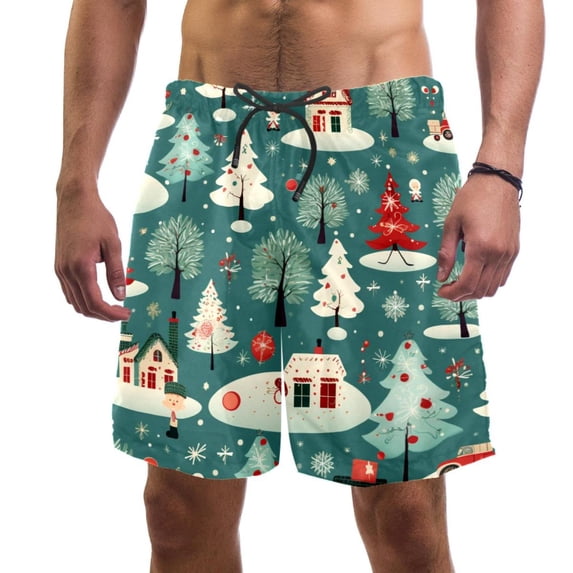 luoweisi Men's Beach Shorts Quick Dry Swim Trunks with Mesh Lining Christmas Tree XL