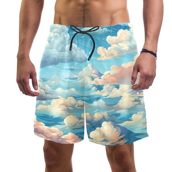 luoweisi Men's Beach Shorts Quick Dry Swim Trunks with Mesh Lining Clouds 2XL