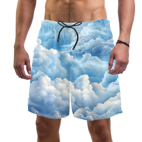 luoweisi Men's Beach Shorts Quick Dry Swim Trunks with Mesh Lining Clouds L