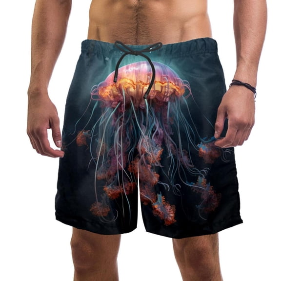 luoweisi Men's Beach Shorts Quick Dry Swim Trunks with Mesh Lining Colorful Jellyfish 2XL