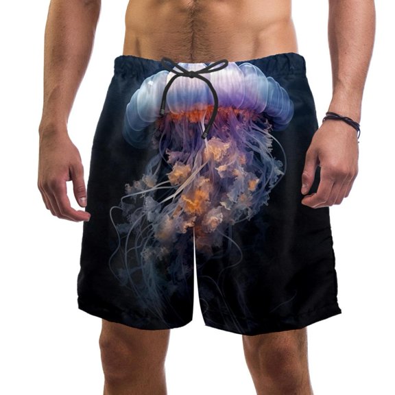 luoweisi Men's Beach Shorts Quick Dry Swim Trunks with Mesh Lining Colorful Jellyfish 2XL