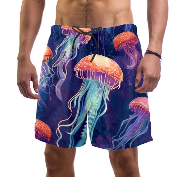 luoweisi Men's Beach Shorts Quick Dry Swim Trunks with Mesh Lining Colorful Jellyfish M