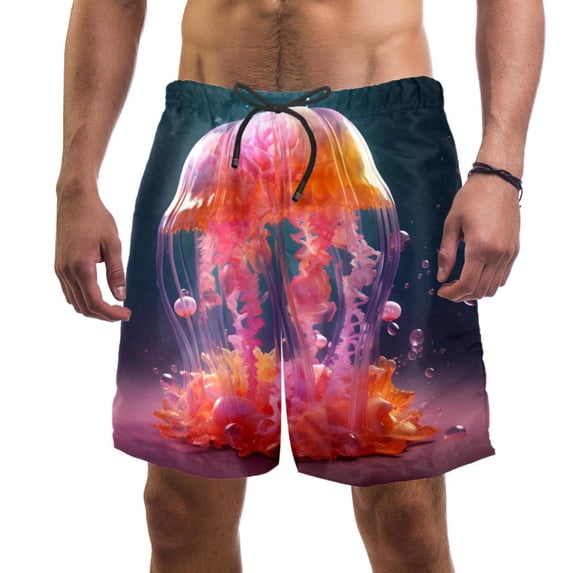 luoweisi Men's Beach Shorts Quick Dry Swim Trunks with Mesh Lining Colorful Jellyfish M