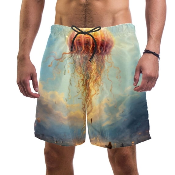 luoweisi Men's Beach Shorts Quick Dry Swim Trunks with Mesh Lining Colorful Jellyfish S
