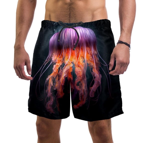 luoweisi Men's Beach Shorts Quick Dry Swim Trunks with Mesh Lining Colorful Jellyfish XL