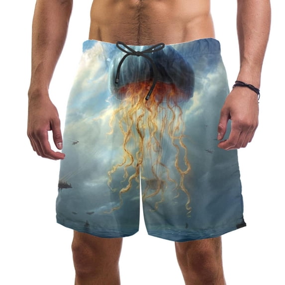 luoweisi Men's Beach Shorts Quick Dry Swim Trunks with Mesh Lining Colorful Jellyfish XL