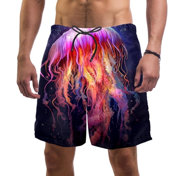 luoweisi Men's Beach Shorts Quick Dry Swim Trunks with Mesh Lining Colorful Jellyfish XL