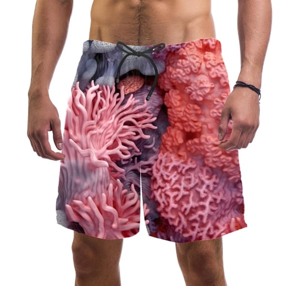 luoweisi Men's Beach Shorts Quick Dry Swim Trunks with Mesh Lining Coral S