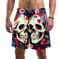 thumbnail image 1 of luoweisi Men's Beach Shorts Quick Dry Swim Trunks with Mesh Lining Couple Skulls M, 1 of 5