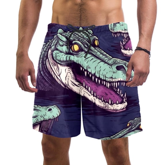 luoweisi Men's Beach Shorts Quick Dry Swim Trunks with Mesh Lining Crocodile L