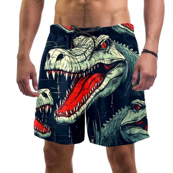 luoweisi Men's Beach Shorts Quick Dry Swim Trunks with Mesh Lining Crocodile L