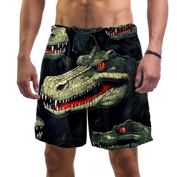 luoweisi Men's Beach Shorts Quick Dry Swim Trunks with Mesh Lining Crocodile M