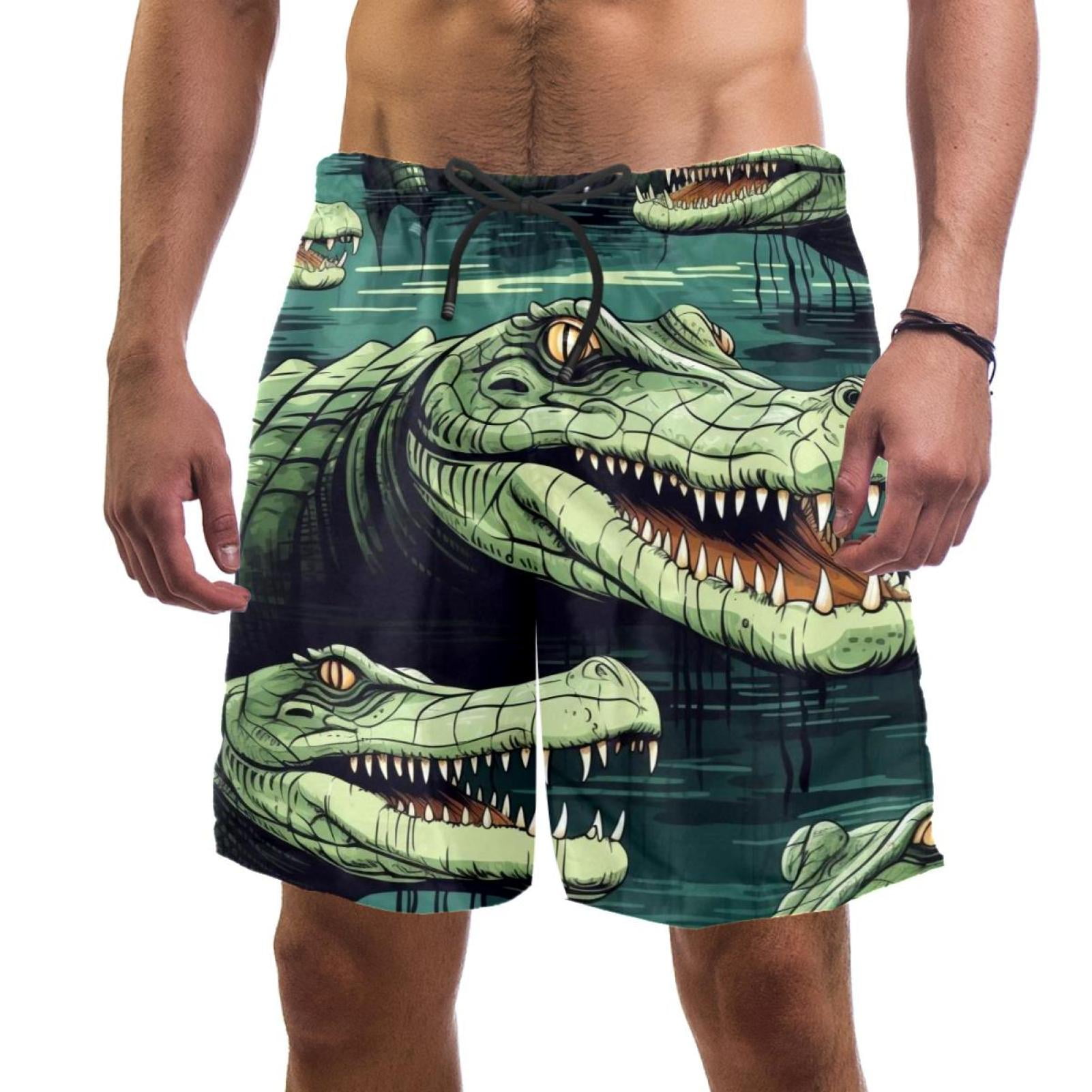 luoweisi Men's Beach Shorts Quick Dry Swim Trunks with Mesh Lining Crocodile S