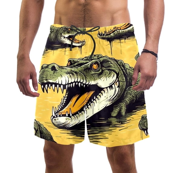 luoweisi Men's Beach Shorts Quick Dry Swim Trunks with Mesh Lining Crocodile XL