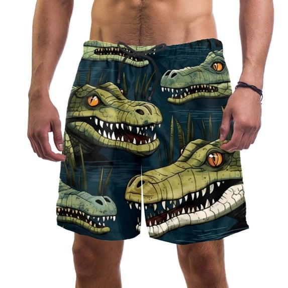 luoweisi Men's Beach Shorts Quick Dry Swim Trunks with Mesh Lining Crocodile XL