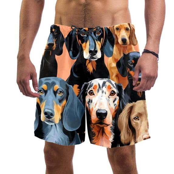 luoweisi Men's Beach Shorts Quick Dry Swim Trunks with Mesh Lining Dachshund L