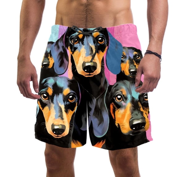 luoweisi Men's Beach Shorts Quick Dry Swim Trunks with Mesh Lining Dachshund L