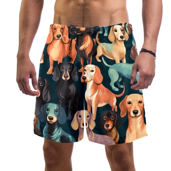 luoweisi Men's Beach Shorts Quick Dry Swim Trunks with Mesh Lining Dachshund XL
