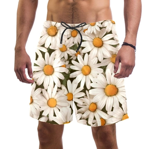 luoweisi Men's Beach Shorts Quick Dry Swim Trunks with Mesh Lining Daisy 2XL