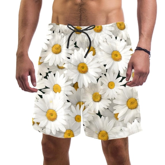 luoweisi Men's Beach Shorts Quick Dry Swim Trunks with Mesh Lining Daisy L
