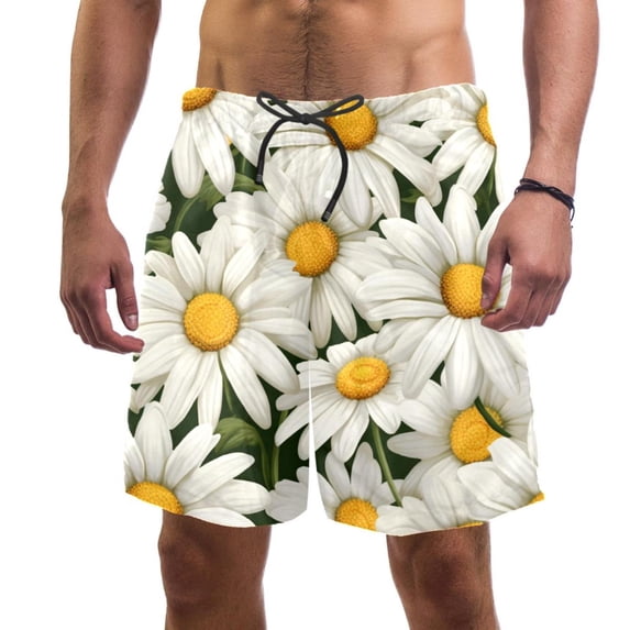 luoweisi Men's Beach Shorts Quick Dry Swim Trunks with Mesh Lining Daisy L