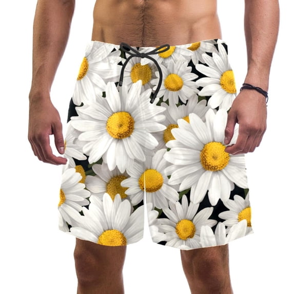 luoweisi Men's Beach Shorts Quick Dry Swim Trunks with Mesh Lining Daisy L