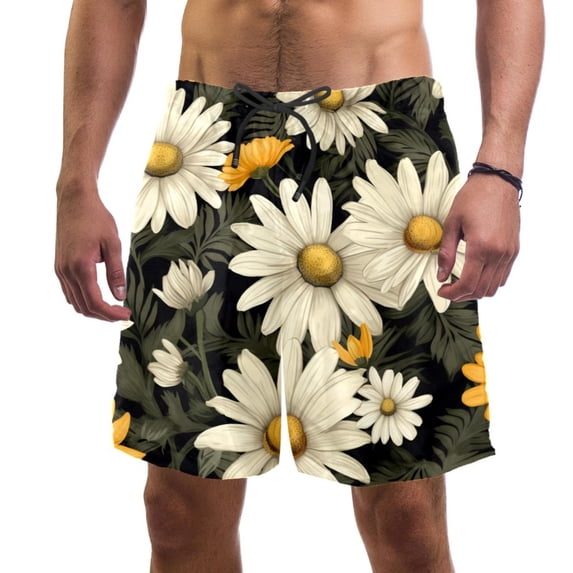 luoweisi Men's Beach Shorts Quick Dry Swim Trunks with Mesh Lining Daisy S