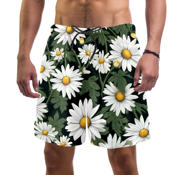 luoweisi Men's Beach Shorts Quick Dry Swim Trunks with Mesh Lining Daisy XL