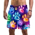 thumbnail image 1 of luoweisi Men's Beach Shorts Quick Dry Swim Trunks with Mesh Lining Dog Paw Prints XL, 1 of 5