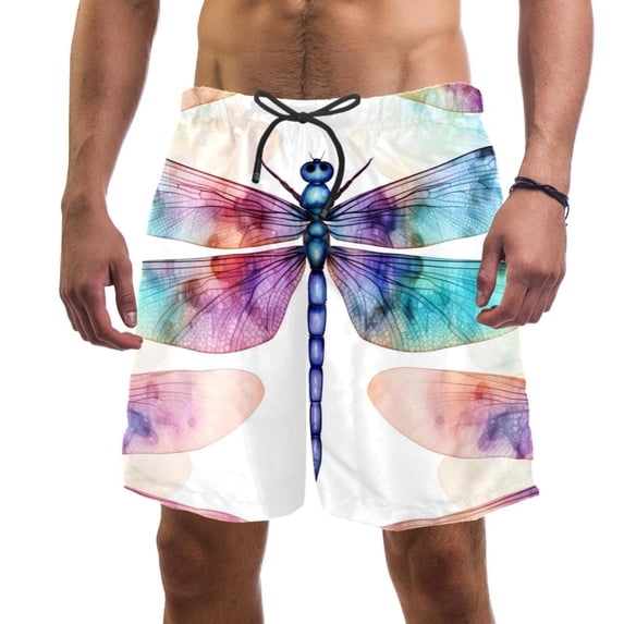 luoweisi Men's Beach Shorts Quick Dry Swim Trunks with Mesh Lining Dragonfly 2XL