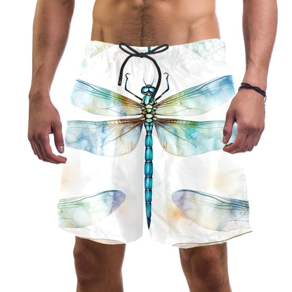 luoweisi Men's Beach Shorts Quick Dry Swim Trunks with Mesh Lining Dragonfly S
